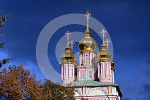 Architecture of Trinity Sergius Lavra in Sergyev Posad, Russia. Old churches.