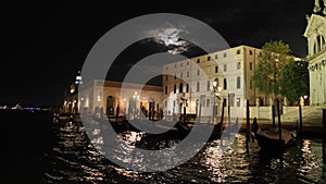 Architecture of Venice at night View from the Central Canal