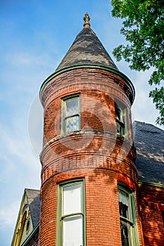 Architecture of Victorian Brick Bed and Breakfast Home
