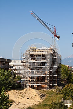 Architecture View, Building Construction Site with Crane