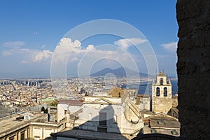 Architecture view of Naples city from Castle Sant`Elmo