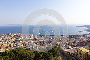 Architecture view of Naples city from Castle Sant`Elmo