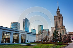Architecture of Warsaw with the Palace of the Culture and Science, Poland