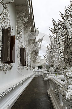 Architecture of white temple in Chiangrai