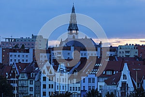 Architecutre of Szczecin at sunset photo