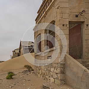 The Architekt house at German Kolmanskop Ghost Town with the abandoned buildings in the Namib desert