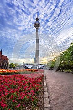 Architeture of city center and TV Tower in Berlin photo