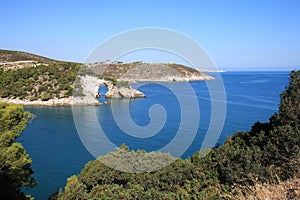 Architiello, a rock arch in the Adriatic Sea, Italy