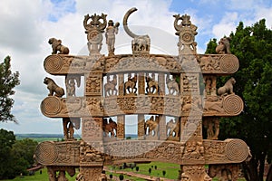 Architraves of the north gateway toran to the Great Stupa stupa No. 1 at SÄnchi, Madhya Pradesh, India.