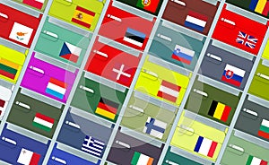 Archival boxes with EU flags