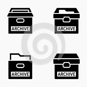 Archive Box Solid Storage Box Icons Design