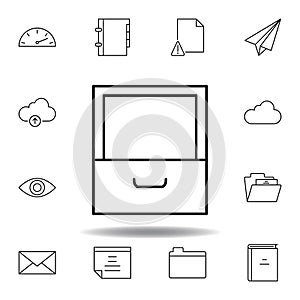 archive cabinet empty outline icon. Detailed set of unigrid multimedia illustrations icons. Can be used for web, logo, mobile app