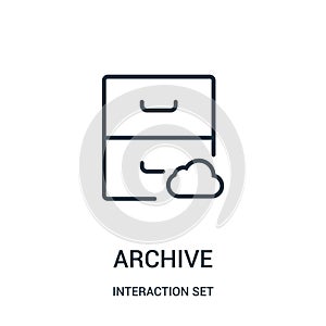 archive icon vector from interaction set collection. Thin line archive outline icon vector illustration photo
