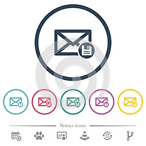 Archive mail flat color icons in round outlines photo