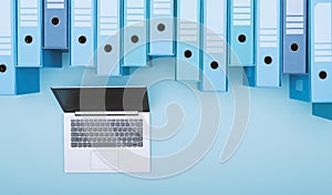 Archive ring binders and laptop