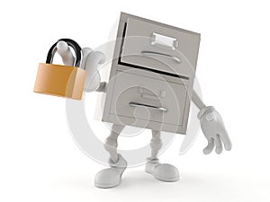 Archives character holding padlock