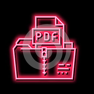 archiving pdf file neon glow icon illustration