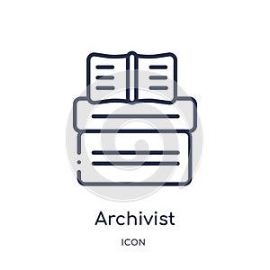 Archivist icon from museum outline collection. Thin line archivist icon isolated on white background