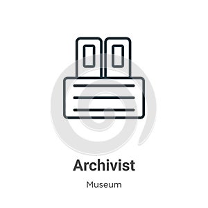 Archivist outline vector icon. Thin line black archivist icon, flat vector simple element illustration from editable museum