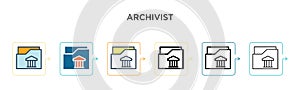Archivist vector icon in 6 different modern styles. Black, two colored archivist icons designed in filled, outline, line and