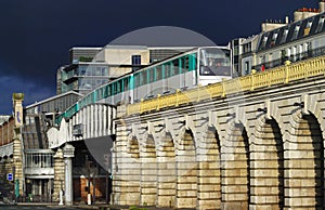 Archs of the Bercy bridge in Paris city