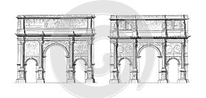 Archs of Septimius Severus and Constantine in Rome | Antique Architectural Illustrations photo