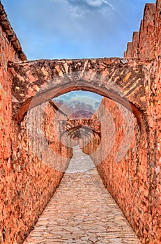 Archway between Amer and Jaigarh Fort in Jaipur - Rajasthan, India