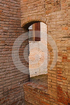 Archway in ancient fortress in Vignola