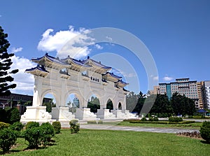 Archway of Chiang Kai-shek Memorial Hall chinese means freedom square