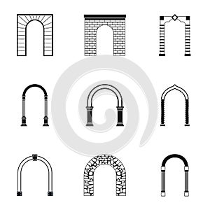 Archway icons set, simple style