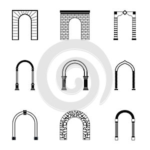 Archway icons set, simple style photo