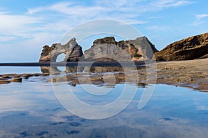 Archway Islands view at Wharariki Beach, Golden Bay, New Zealand