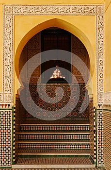 Archway, Mausoleum of Moulay Ismail, imperial palace, Meknes Morocco