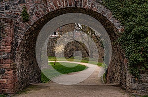 archway in medieval castle of hoechst, Frankfurt, germany photo