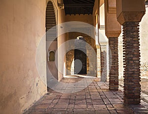 Archway at Moorish castle in Malaga Spain