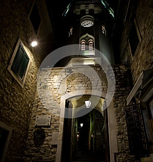 Archway at night in Herceg Novi