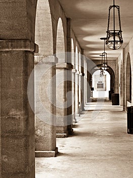 Archway in sepia.