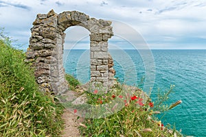 Archway of a stronghold on the bulgarian coast at Cape Kaliakra