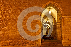 Archway in Tallinn Town Hall at Night