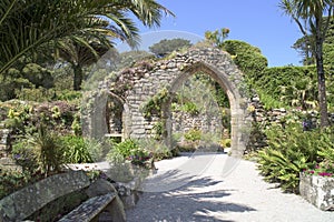 Archway with tropical plants