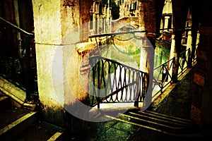 Archway in Venice with grunge texture