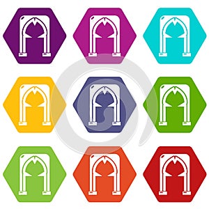 Archway villain icons set 9 vector