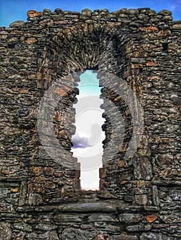 Archway Window of The Priests` House Glendalough County Wicklow Ireland