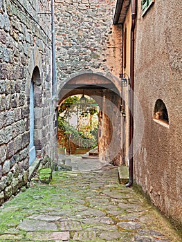 Arcidosso, Grosseto, Tuscany, Italy: old alley and underpass in