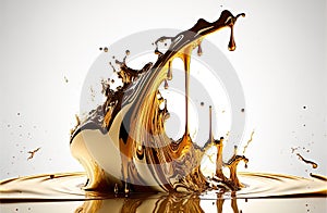 Arcing Splash of Liquid Gold with Drips and Drops - Generative AI