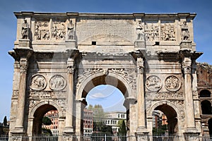 Arco de Constantino and Colosseum in Rome, Italy photo