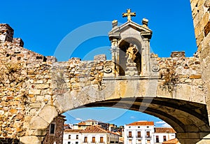 Arco de la Estrella in the defensive walls of Caceres in Spain
