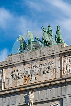 Arco de la Victoria triumphal arch in Moncloa district of Madrid, Spain. photo