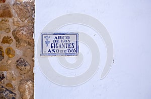 Arco de los Gigantes, sign - Antequera
