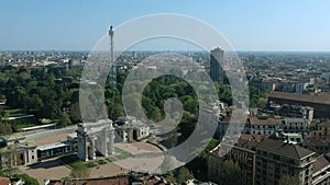 Arco della Pace in Milan - aerial cinematic view